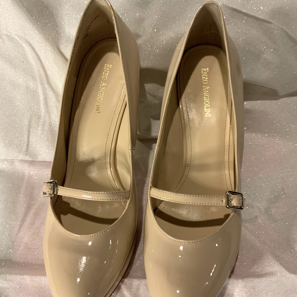 Enzo Angiolini Nude Patent Mary Jane Heels